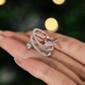 wholesale S925 Sterling Silver Light Luxury High-End Delicate Waterdrop Row Diamond Wrapped Design Creative Fashion Pear-Shaped Ring-0-1