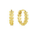 wholesale S925 Sterling Silver Leaf Minimalist Hoop Earrings, Fashionable Exquisite and Versatile Piece-0-0