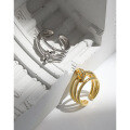 wholesale S925 Sterling Silver Korean Version Ins Minimalist Niche Design Multi-Layer Lines Twisted Knot Ring for Women-0-1