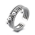 wholesale S925 Sterling Silver Wide Multi-Layer Twist Fringe Bead Open Adjustable Ring Korean Style Statement Design Index Finger Ring-0-4