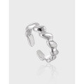 wholesale S925 Sterling Silver Minimalist Geometric Irregular Wave Design Statement Ring for Women-0-0