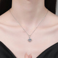 Sterling Silver Three-Petal Flower Moissanite Necklace, Fashionable and Elegant-0-2