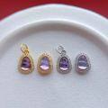 wholesale S925 ancient method gold-plated silver setting with natural amethyst crystal gourd spacer bead pendant bracelet necklace drop pendant-0-1