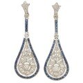 wholesale Metal Material: 925 Silver Gold Plated High Carbon Diamond Royal Blue Teardrop Shape Antique Pipa Event Party Versatile Women's Earrings-0-4