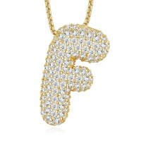925 Silver Gold-Plated Letter Pendant Choker Necklace for Women-letter F