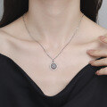 wholesale S925 Sterling Silver Cross-Border Moissanite Sun Necklace for Women, High-End Minimalist Small Circle Collarbone Chain Wholesale-0-3