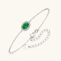 wholesale S925 Sterling Silver Oval Emerald Bracelet for Women Elegant Vintage Jewelry Cross-border Wholesale-0-1