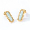 wholesale Summer New Japanese Light Luxury 925 Silver Aquamarine Geometric Earrings, Retro Petite Ocean Vacation Studs-0-2