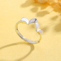 wholesale S925 Sterling Silver Iridescent Heart Open Ring for Women, Light Luxury, Niche Design, High-End Trendy Minimalist Band Wholesale-0-2