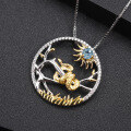 wholesale 925 Silver Chinese Style Zodiac Snake Pendant with Natural Gemstone Necklace-0-1