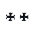 wholesale S925 Sterling Silver Small and Exquisite Cross Stud Earrings, Retro and Niche Design, Trendy Couple Accessory Gift-0-4