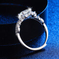 PT950 Plated S925 Silver 1-Carat Moissanite Crown Ring for Women, Cross-Border Drop Shipping-0-1