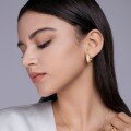 wholesale S925 silver cross-border trendy gold-toned ins-style earrings for women, high-end feel, fashion bestseller, moissanite studs-0-3
