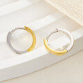 wholesale S925 Silver Plain Hoop Earrings, Two-Tone Silver Ear Hoops, Ins Style Versatile Minimalist High-End Ear Clasps for Women Wholesale-0-1