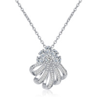 wholesale S925 Silver Simulation Diamond Pendant for Women, Elegant Three-Dimensional Flower with High-End Design and Unique Necklace-N227 White Diamond >925 Silver
