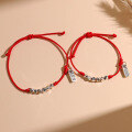 wholesale S925 Sterling Silver Zodiac Year "A Few Taels of Silver" Couple Red String Bracelet for Men and Women, Versatile for Wealth and Fortune Braided Rope Bracelet-0-1