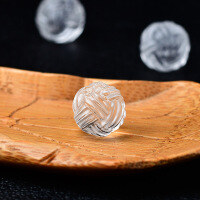 wholesale Metal material natural white crystal carved yarn ball round bead bracelet Buddhist bead DIY crystal bead string literary play accessory accessory bead-A ball of yarn (about 13 mm)
