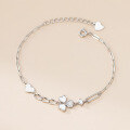 wholesale S925 Silver Fresh Sweet Ins Style Exquisite Diamond-Inlaid White Clover Three-Petal Flower Heart Bracelet S7898-0-0