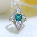 wholesale 925 Silver Ring with Mujing Jewelry's Captivating Paraiba Tourmaline Color, Inlaid Natural Cut Pyramid 6*6, Stunning Eye-Catching European and American Style for Women-0-1