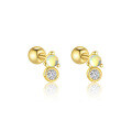 wholesale S925 Sterling Silver Opal Zircon Star Moon Round Ear Studs for Women, Wholesale-0-25