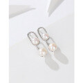 wholesale S925 Sterling Silver Double Freshwater Pearl Earrings for Women, Minimalist Luxury Ear Studs, Elegant New Small Trendy Accessories-0-2