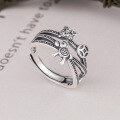 wholesale S925 silver trendy retro open ring with a playful smiley face, small animals, coins, horses, mice, and peanuts-0-7