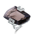 wholesale 925 Silver Luxurious High-End Natural Smoky Quartz Ring with Fashionable Design and Irregular Large Carat Natural Gemstone-0-4