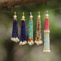 wholesale Metal material with natural tourmaline, turquoise, lapis lazuli, blue apatite handcrafted tassel fringe and natural crystal accessory DIY pendant-0-0