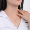 wholesale S925 Sterling Silver Cross-Border Moissanite Diamond Necklace for Women, Korean Style Birthday Gift, Luxury Minimalist Small and Unique Versatile Collarbone Chain-0-3