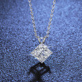 Sterling Silver Pendant with 2-Carat Moissanite and Square Frame-0-0