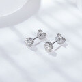 wholesale [925 Sterling Silver] Direct from manufacturer, classic and fashionable six-prong 50-point D-color moissanite earrings, Korean-style elegant women's accessories-0-3