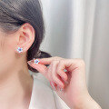 wholesale S925 Sterling Silver New Drop Glue Blue Small Flower Earrings, Exquisitely Dainty and Ethereal, Palace-Style Earrings for Women-0-2