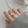 wholesale 925 Silver Korean Style Elegant Double-Layer Line Tail Ring, Small and Delicate Stackable Wide Hollow Women's Ring J9116-0-1