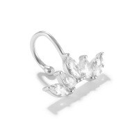 wholesale 925 Sterling Silver Ins-style Crown Marquise Prong-set Crystal Ear Cuffs For Non-pierced Ears-Single platinum 925 silver