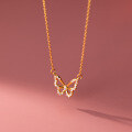 wholesale S925 silver advanced diamond-inlaid hollow butterfly necklace for women, small and niche minimalist style, internet-famous collarbone chain D9189-0-3