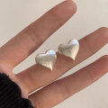 wholesale S925 Silver Brushed Heart Stud Earrings for Women, Minimalist and Versatile, Small and Cute, Unique Design, Elegant Ear Accessories-0-0