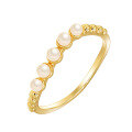 wholesale S925 silver plated with 14K gold, Dunlidai Pearl Thin Ring spring new collection natural pearl ring-0-0