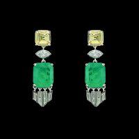 wholesale 925 Silver Gold-Plated Earrings with High-Carbon Diamond Muzo Green Octagonal Cut Fringe Exquisite Versatile Jewelry Women's Ear Drops-Muzo Green 925 Silver