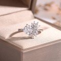 wholesale S925 Silver Plump Square Moissanite Ring with Petal Halo Design, Eye-Catching and Sparkly, Women's Best-Seller-0-1