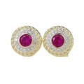 wholesale S925 Silver New Simulation Diamond Red Zircon Stud Earrings for Women, Retro Simple Fashion European Style-0-4
