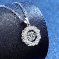 Metal Material Christmas Cross-border Hot-Sale 1ct Moissanite Snowflake Dancing Heart Necklace Wholesale-0-0