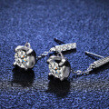 Sterling Silver Moissanite Earrings, Bull Head Dangle with Tassels, Direct Factory Sale-0-1