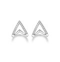 wholesale 925 Sterling Silver Minimalist Stud Earrings with High-End Niche Design, Cross-Border Hot-Sell French Diamond-Inlaid Smile Bar Earrings-0-6