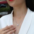 wholesale Metal material, minimalist style popular lightweight luxury advanced square necklace does not fade women's internet celebrity live broadcast hot-selling moissanite collarbone chain-0-3
