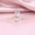 wholesale S925 sterling silver candy-colored 5/6 carat square ring with natural colored gemstone pink quartz, minimalist style-0-3