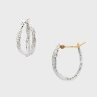 wholesale S925 silver plated with 14K gold minimalist French vintage-inspired irregular line hollow-out design earrings-Plain silver earrings>925 silver