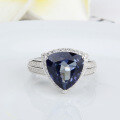 wholesale S925 Silver Luxury Iolite Blue Crystal Ring 11*11mm Large Size Colored Gemstone-0-5