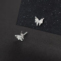 wholesale 999 Silver Sweet Ins-style Lava Butterfly Earrings, Minimalist Design with Irregular Texture, M06534-0-4