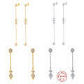 wholesale S925 Sterling Silver Tassel Chain INS Diamond Inlaid Earrings for Daily Office Wear-0-0