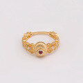 wholesale S925 silver plated 14k gold with French vintage lace design ruby/sapphire ring-0-2